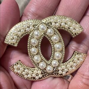 Gold and Pearl Embellished Brooch